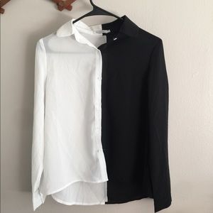 Black/White button down blouse